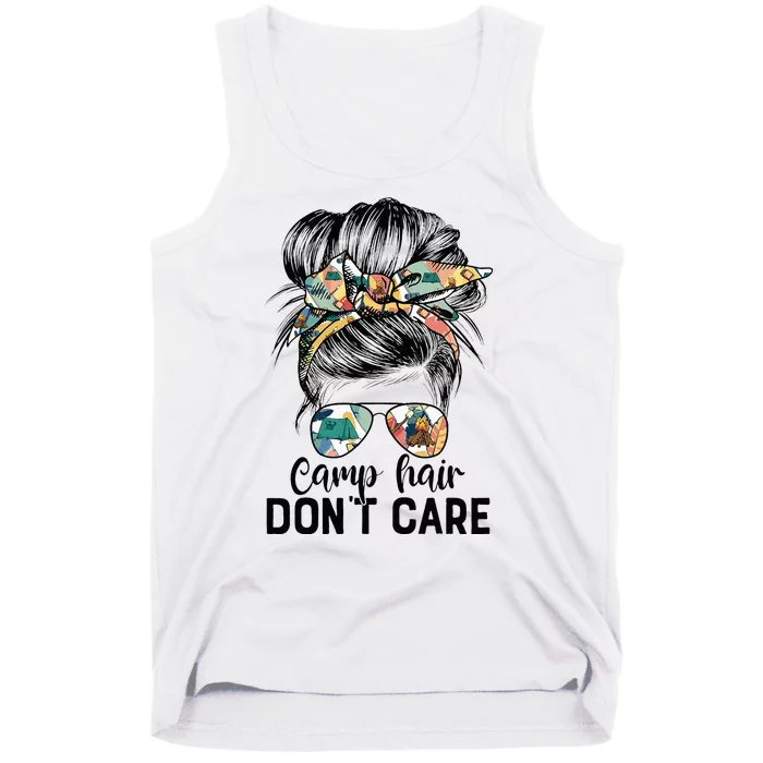 Camp Hair DonT Care Messy Hair Woman Glasses Life Tank Top