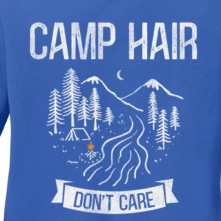 Camp Hair Dont Care Camping Gift Ladies Long Sleeve Shirt