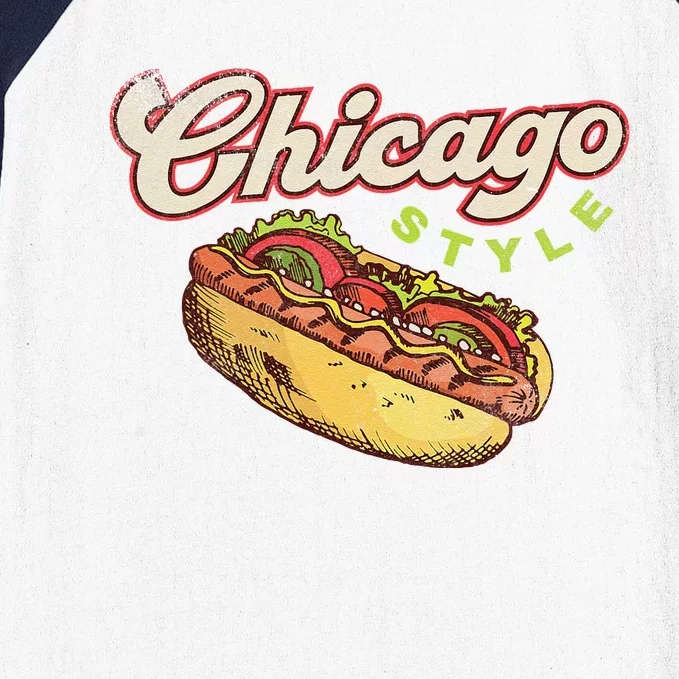 Chicago Hot Dog Hotdog Tourist Summer Souvenir Travel Baseball Sleeve Shirt