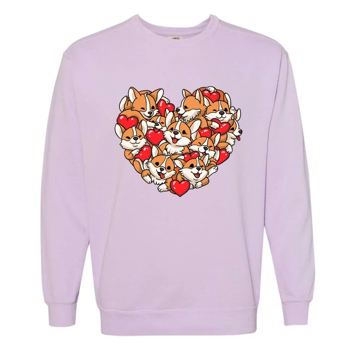 Corgi Heart Dog Lovers Valentine's Day Gift Dog Lover Cool Gift Garment-Dyed Sweatshirt