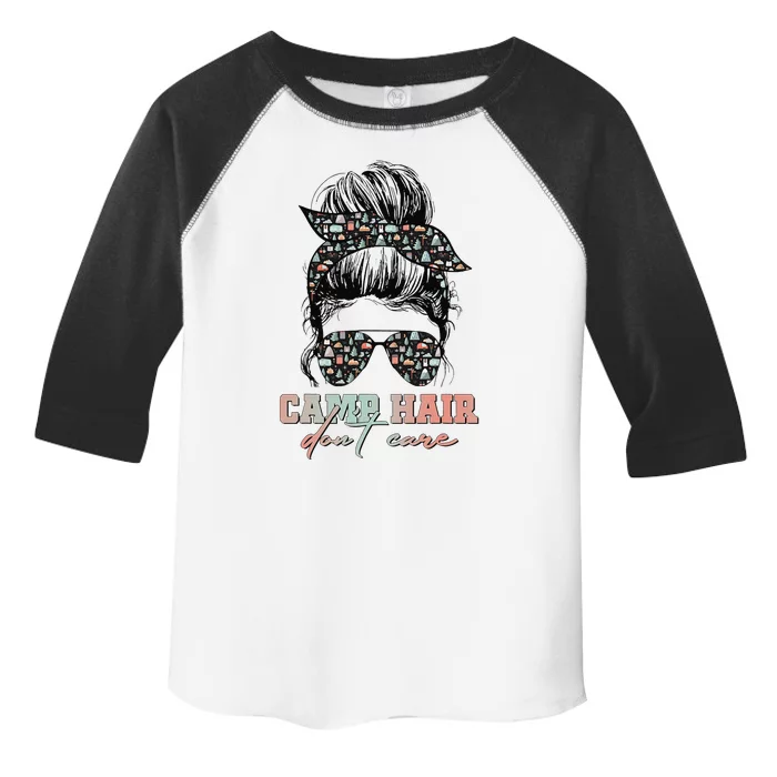 Camp Hair Don't Care Messy Bun Camping Life Camping Lovers Toddler Fine Jersey T-Shirt