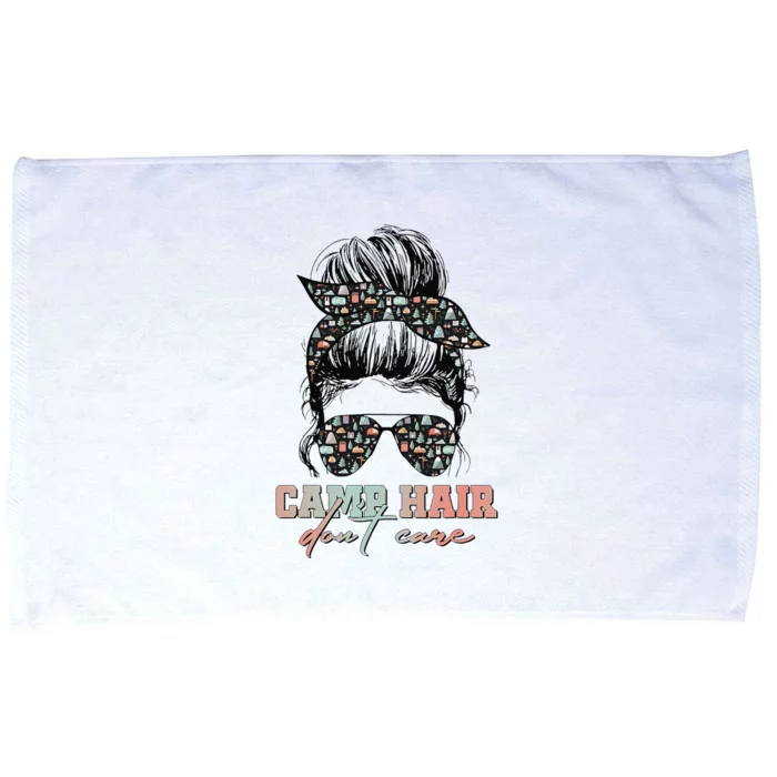 Camp Hair Don't Care Messy Bun Camping Life Camping Lovers Microfiber Hand Towel