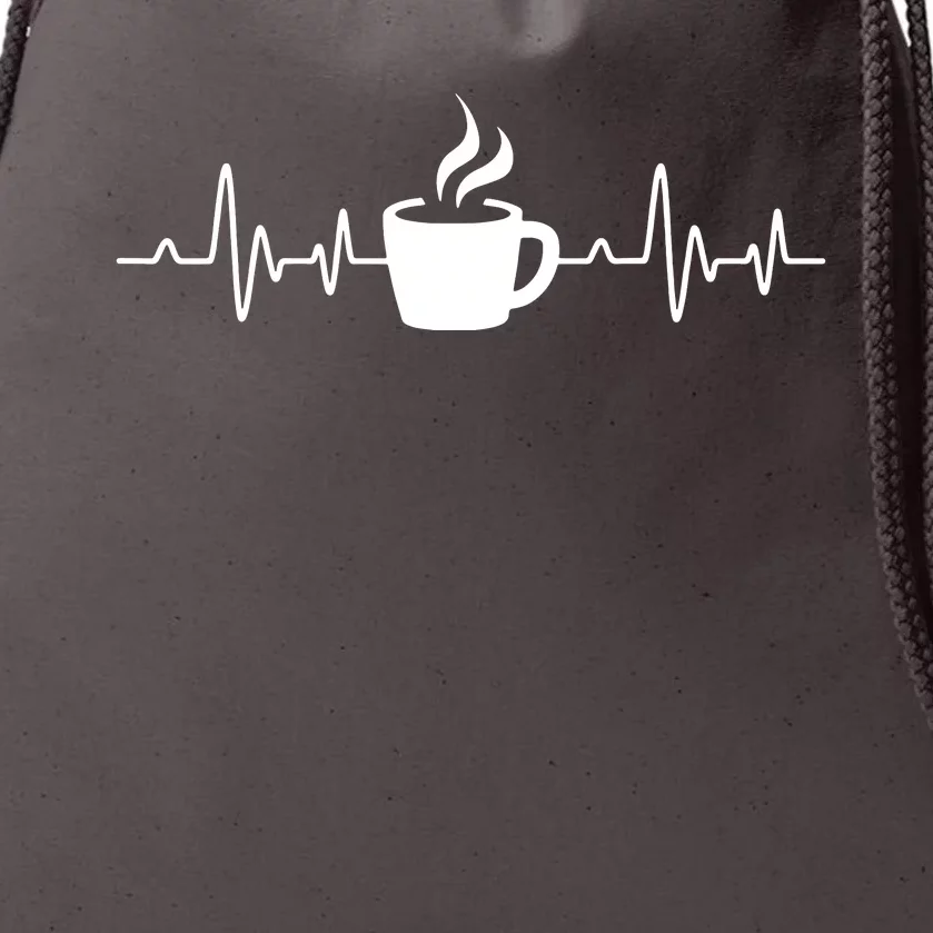 Coffee Heartbeat Drinking Coffee Drawstring Bag