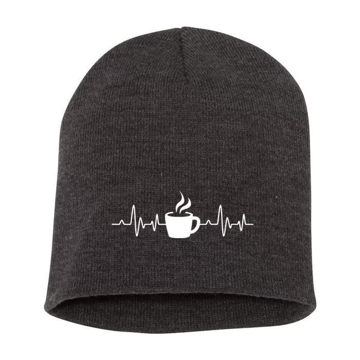 Coffee Heartbeat Drinking Coffee Short Acrylic Beanie