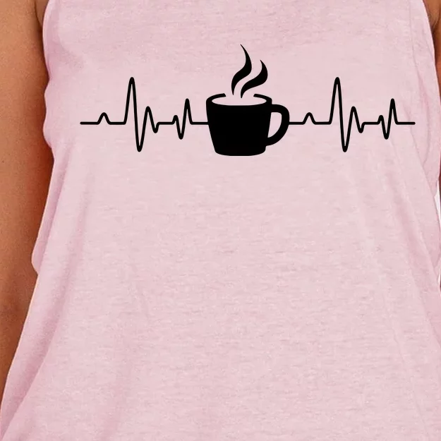 Coffee Heartbeat Drinking Coffee Women's Knotted Racerback Tank