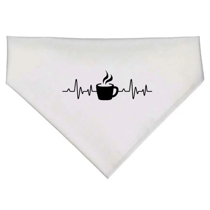 Coffee Heartbeat Drinking Coffee USA-Made Doggie Bandana