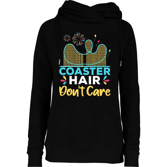 Coaster Hair Don't Care Rollercoaster Womens Funnel Neck Pullover Hood