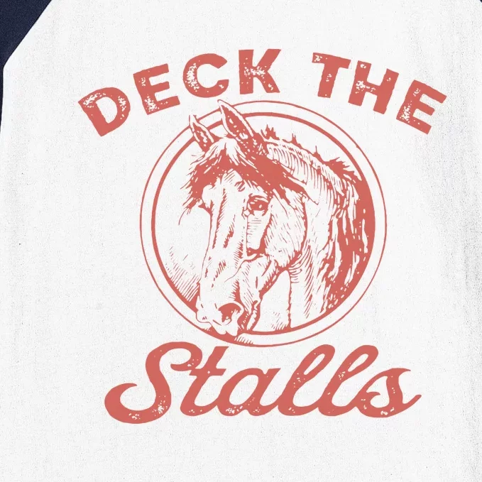 Christmas Horse Deck The Stalls Retro Style Baseball Sleeve Shirt