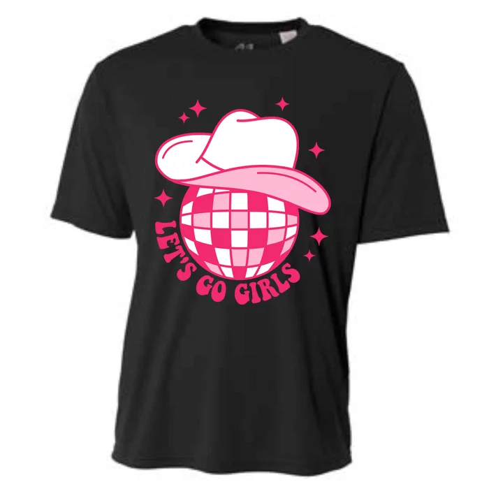 Cowboy Hat Disco Ball Lets Go Girls Western Cowgirls Cooling Performance Crew T-Shirt