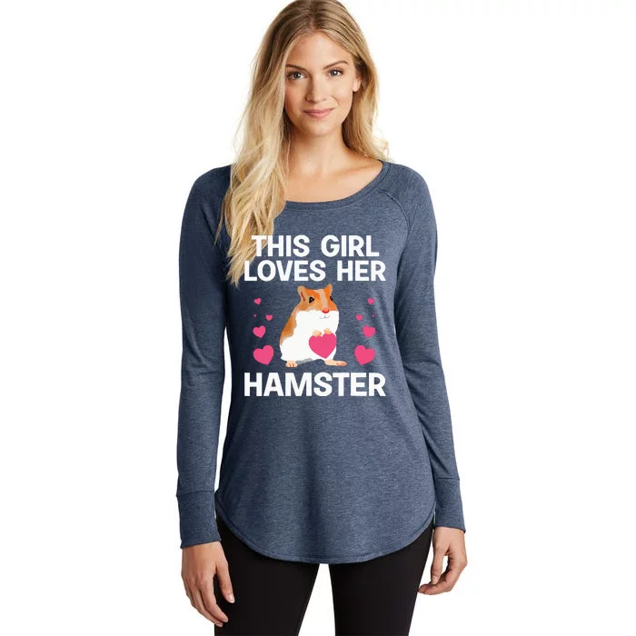 Cute Hamster Design For Women Girl Rodent Pet Hamster Lover Women's Perfect Tri Tunic Long Sleeve Shirt