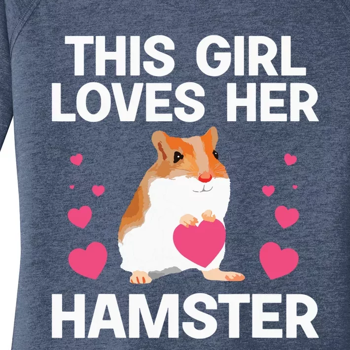 Cute Hamster Design For Women Girl Rodent Pet Hamster Lover Women's Perfect Tri Tunic Long Sleeve Shirt