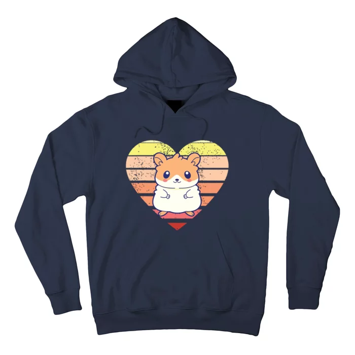 Cute Hamster Design Retro Heart Shape Vintage Hoodie