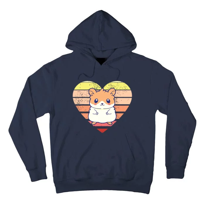 Cute Hamster Design Retro Heart Shape Vintage Tall Hoodie