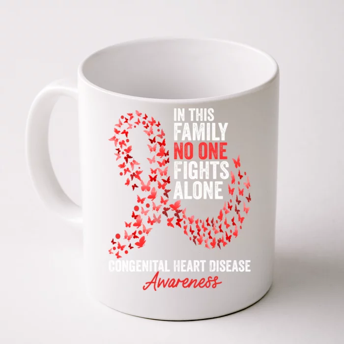 Congenital Heart Disease Awareness Month Red Ribbon Gift Front & Back Coffee Mug