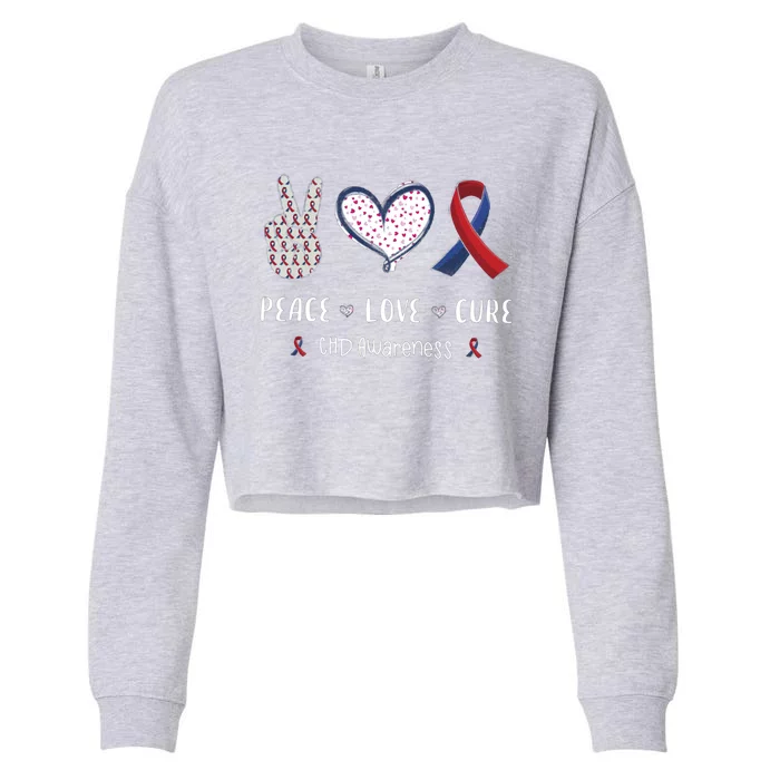 Coronary Heart Disease Ribbon Chd Awareness Month Gift Cropped Pullover Crew