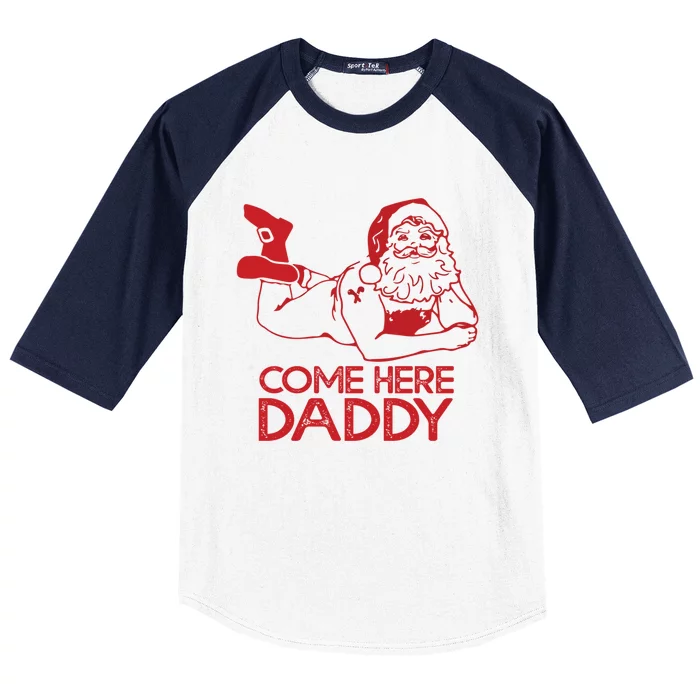 Come Here Daddy Funny Gay Santa Claus Christmas Pajamas Lgbt Cute Gift Baseball Sleeve Shirt