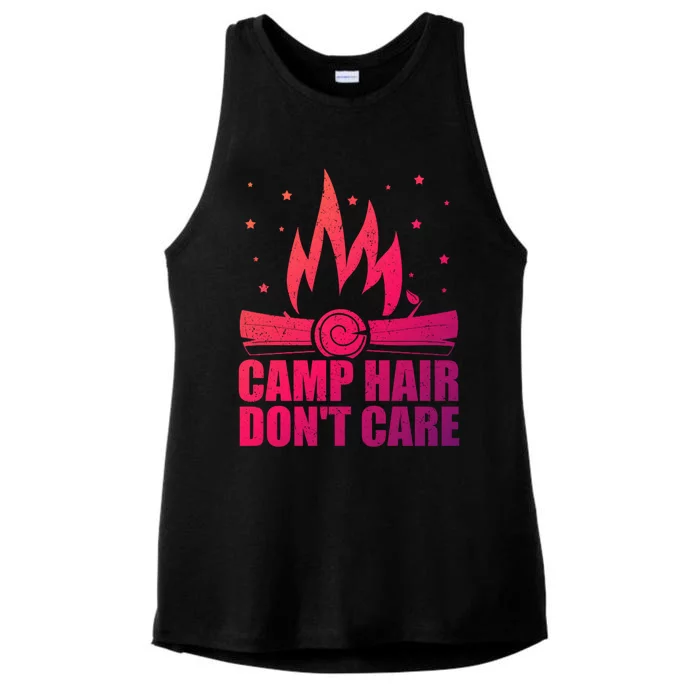 Camp Hair Dont Care Funny Camping Gift Meaningful Gift Ladies Tri-Blend Wicking Tank