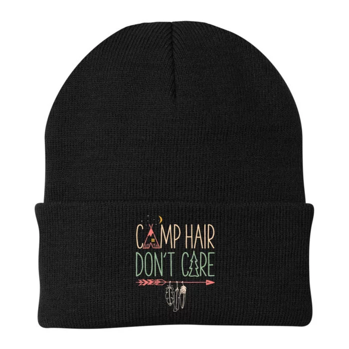 Camp Hair Don't Care Funny Camping Outdoor Camper Knit Cap Winter Beanie