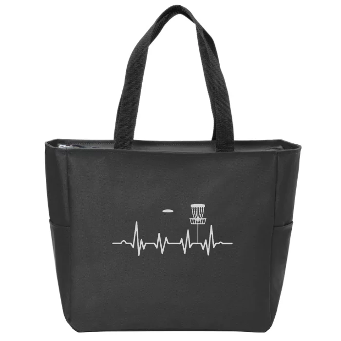 Cool Heartbeat Disc Golf Lovers With Flying Disc Golf Zip Tote Bag