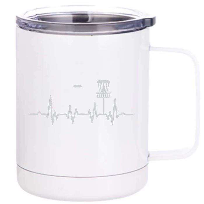 Cool Heartbeat Disc Golf Lovers With Flying Disc Golf Front & Back 12oz Stainless Steel Tumbler Cup