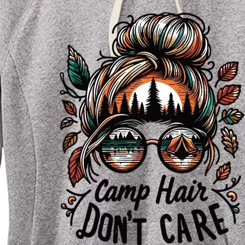 Camp Hair Dont Care Messy Bun Funny Camping Camper Women Women's Fleece Hoodie