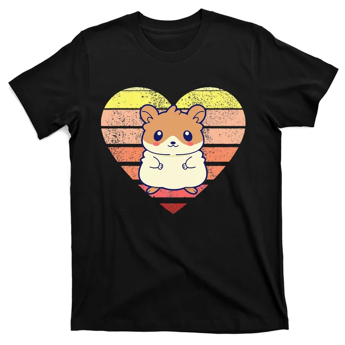 Cute Hamster Design Retro Heart Shape Vintage T-Shirt