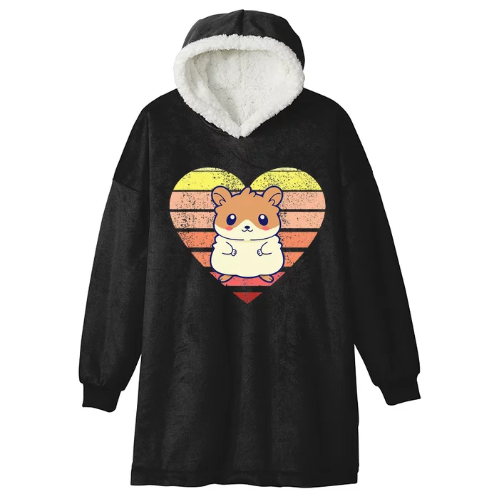 Cute Hamster Design Retro Heart Shape Vintage Hooded Wearable Blanket