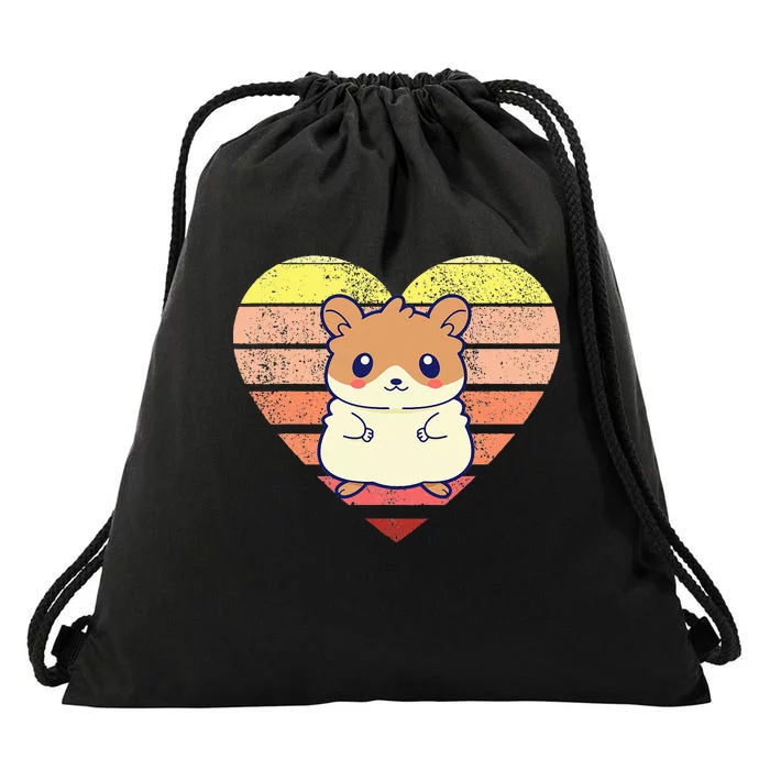 Cute Hamster Design Retro Heart Shape Vintage Drawstring Bag