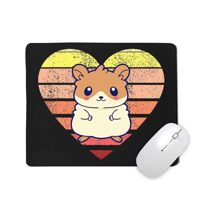 Cute Hamster Design Retro Heart Shape Vintage Mousepad