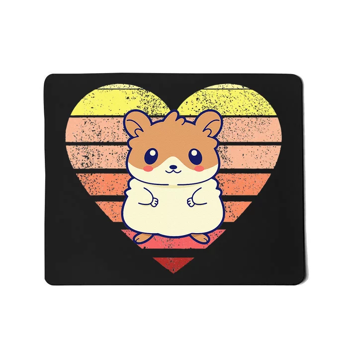 Cute Hamster Design Retro Heart Shape Vintage Mousepad