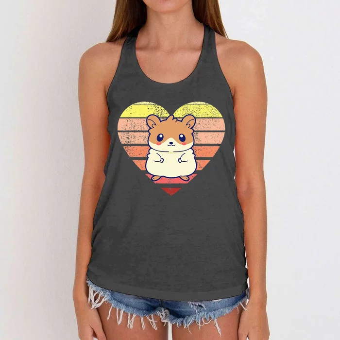 Cute Hamster Design Retro Heart Shape Vintage Women's Knotted Racerback Tank