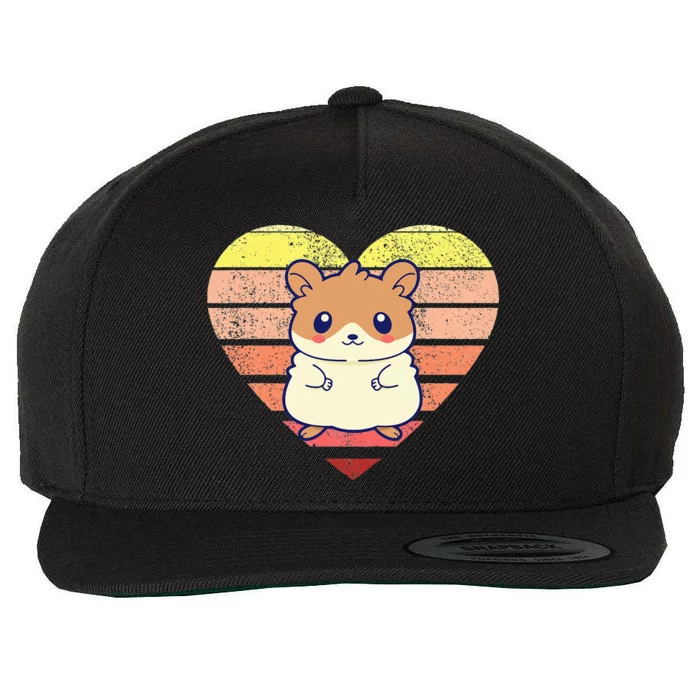 Cute Hamster Design Retro Heart Shape Vintage Wool Snapback Cap