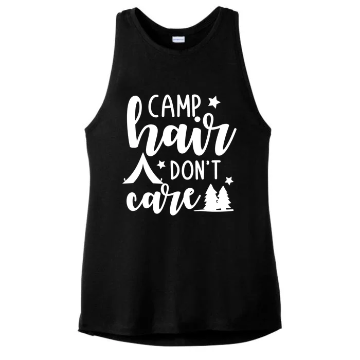 Camp Hair Dont Care Funny Camping Quote Gift Ladies Tri-Blend Wicking Tank