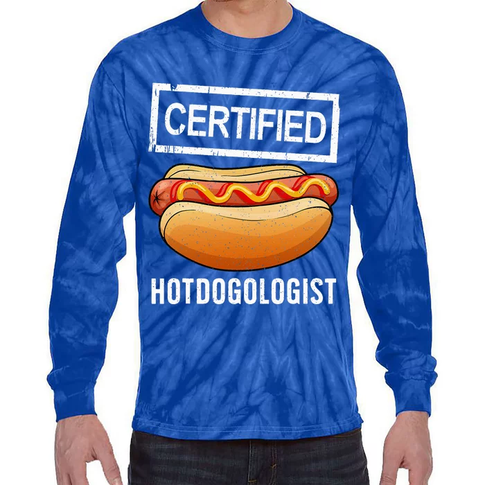 Cool Hotdog Design For Women Sausage Hot Dog Lover Tie-Dye Long Sleeve Shirt