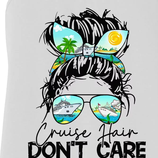 Cruise Hair Don't Care Messy Bun Ship Cruising Trip Women's Racerback Tank