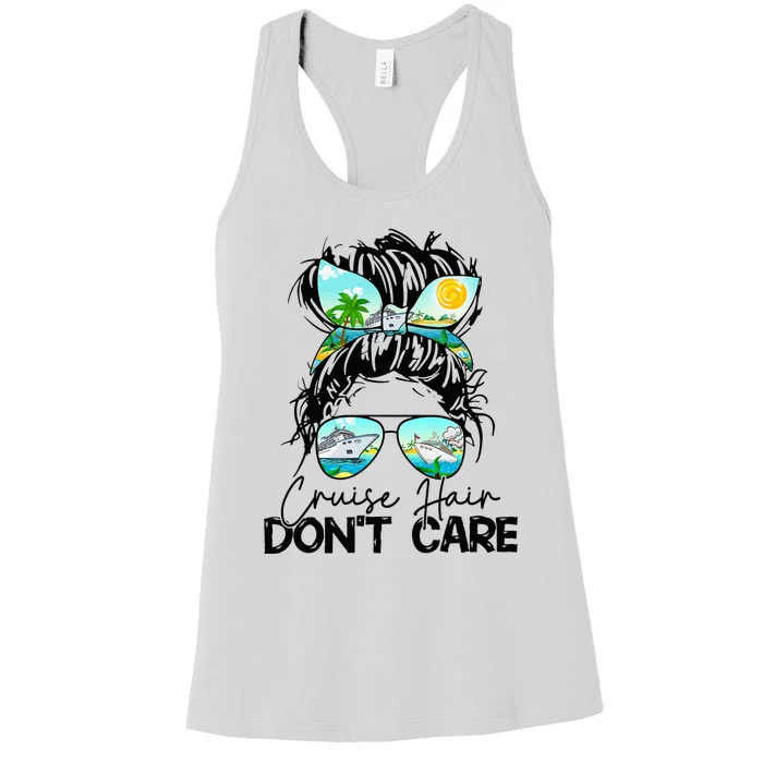 Cruise Hair Don't Care Messy Bun Ship Cruising Trip Women's Racerback Tank