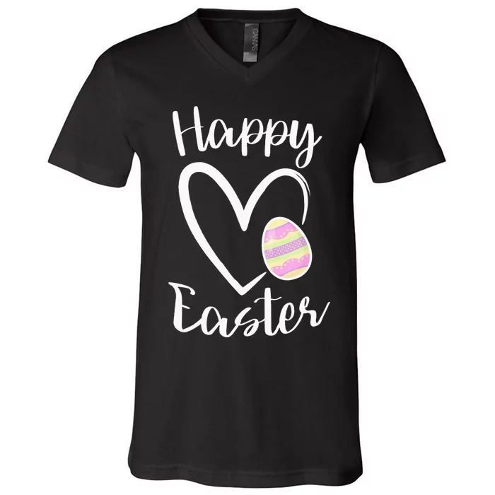 Cute Happy Easter Heart Pastel Easter Outfit V-Neck T-Shirt