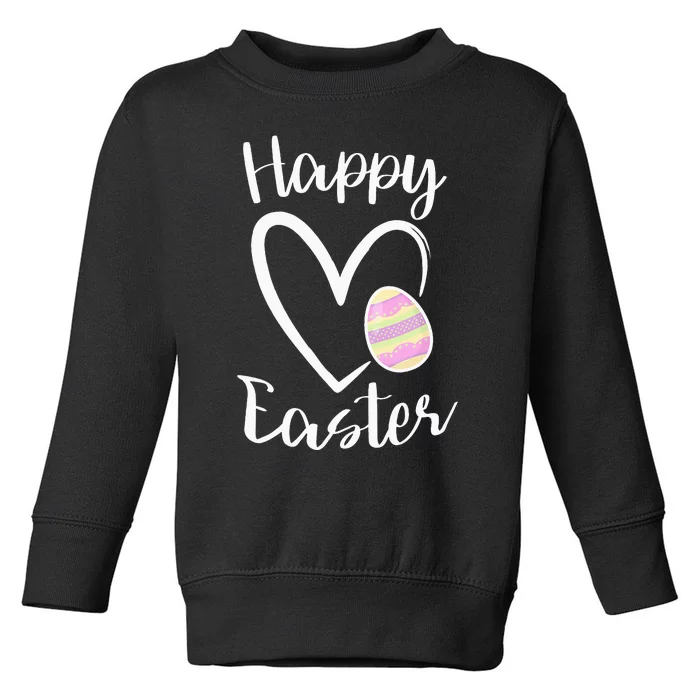 Cute Happy Easter Heart Pastel Easter Outfit Toddler Sweatshirt