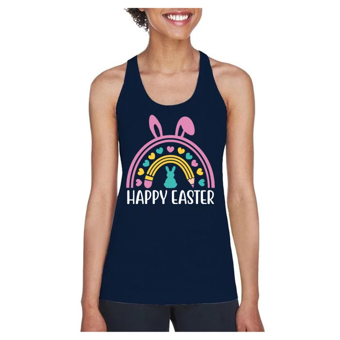 Cute Happy Easter School Teacher Student Bunny Women's Racerback Tank