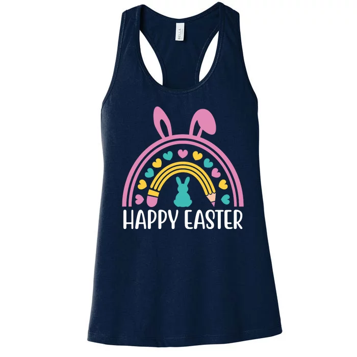 Cute Happy Easter School Teacher Student Bunny Women's Racerback Tank