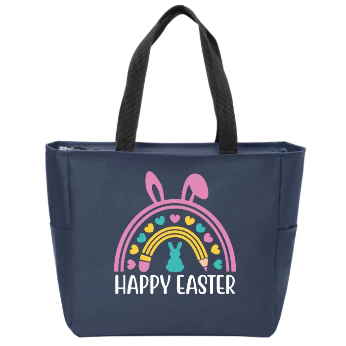 Cute Happy Easter School Teacher Student Bunny Zip Tote Bag