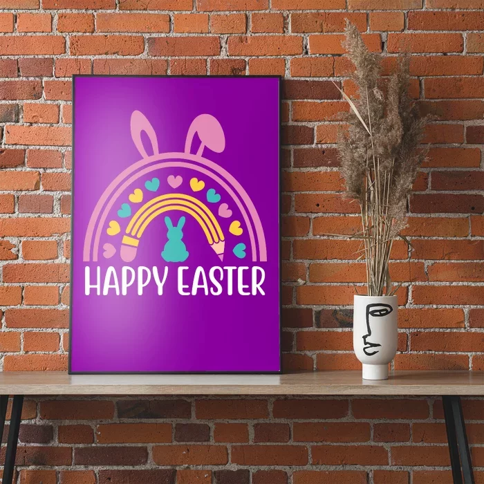 Cute Happy Easter School Teacher Student Bunny Poster