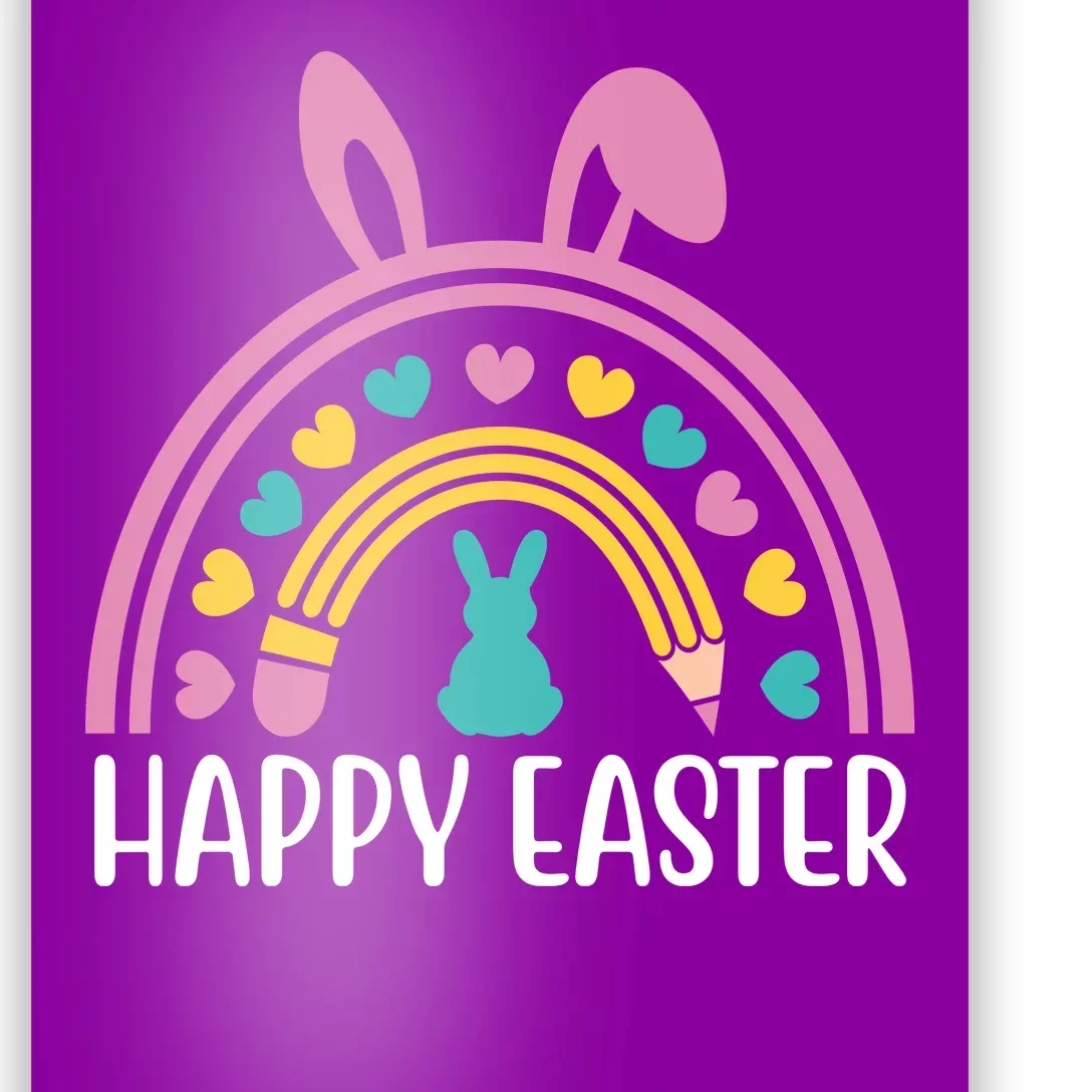 Cute Happy Easter School Teacher Student Bunny Poster