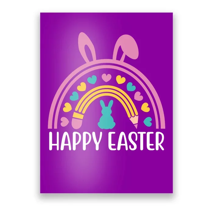 Cute Happy Easter School Teacher Student Bunny Poster