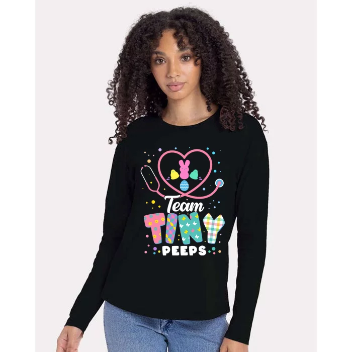 Cute Happy Easter Team Tiny Peeps Nurse Doctor Stethoscope Womens Cotton Relaxed Long Sleeve T-Shirt