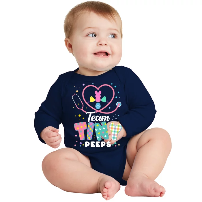 Cute Happy Easter Team Tiny Peeps Nurse Doctor Stethoscope Baby Long Sleeve Bodysuit