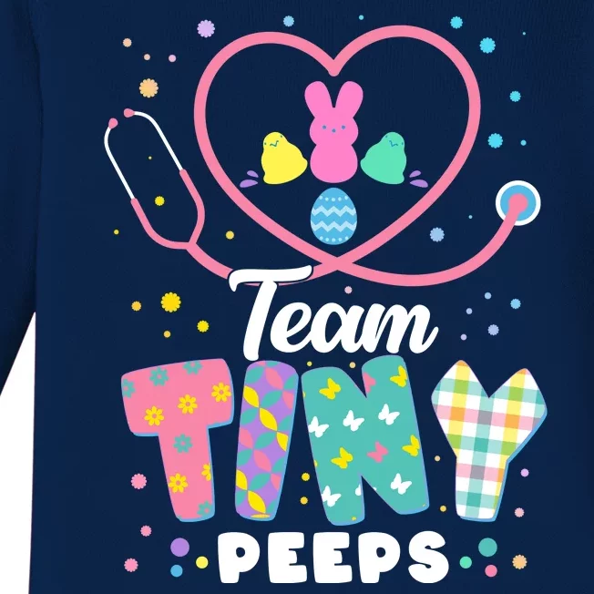 Cute Happy Easter Team Tiny Peeps Nurse Doctor Stethoscope Baby Long Sleeve Bodysuit