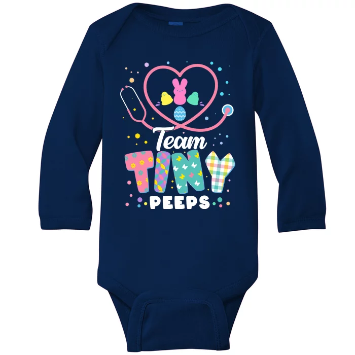 Cute Happy Easter Team Tiny Peeps Nurse Doctor Stethoscope Baby Long Sleeve Bodysuit