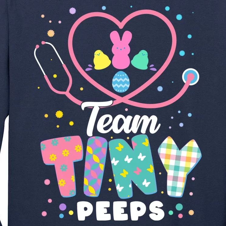 Cute Happy Easter Team Tiny Peeps Nurse Doctor Stethoscope Tall Long Sleeve T-Shirt