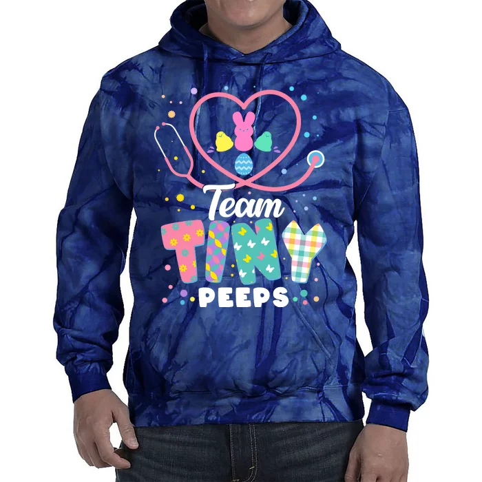 Cute Happy Easter Team Tiny Peeps Nurse Doctor Stethoscope Tie Dye Hoodie